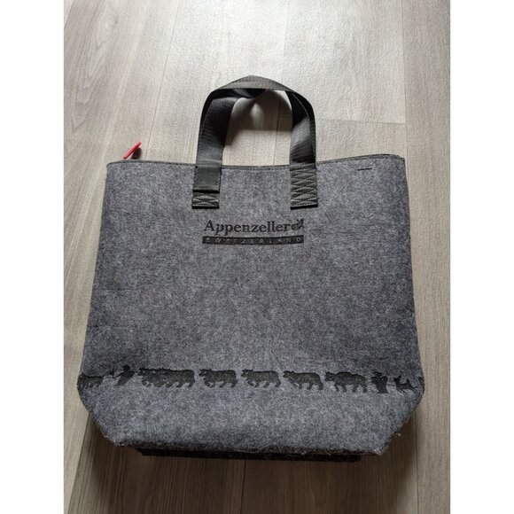 Appenzeller Switzerland Gray Felt Tote Bag  Dual Handles Zipper Closure - Picture 4 of 9